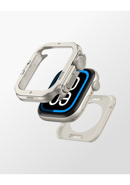 Watch 10 46MM Uyumlu Amazingthing Premium Armor Fit Fullguard Metal Kasa ve Ekran Koruyucu Gri indirimleri