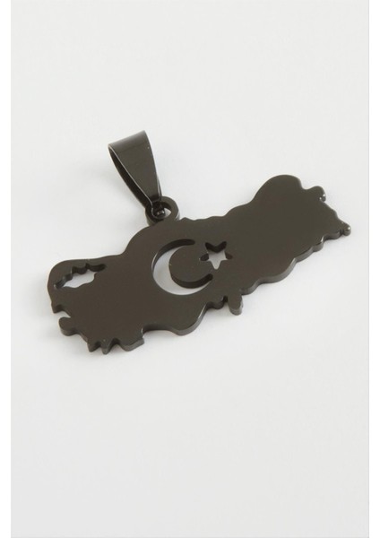 Ay Yıldız Çelik Kolye Ucu 3,5 cm