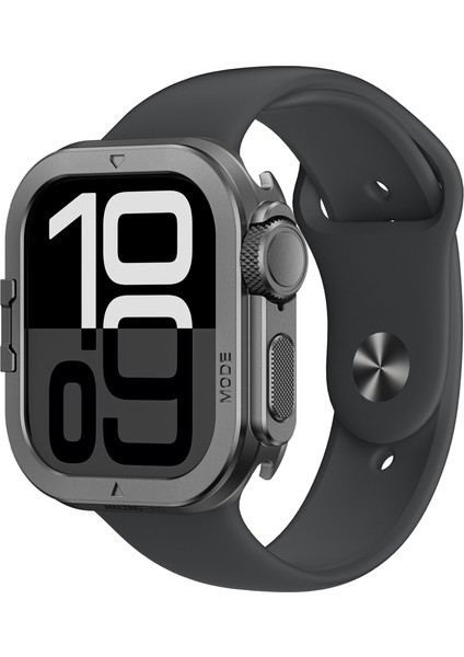 Watch 10 46MM Uyumlu Amazingthing Premium Armor Fit Fullguard Metal Kasa ve Ekran Koruyucu Siyah