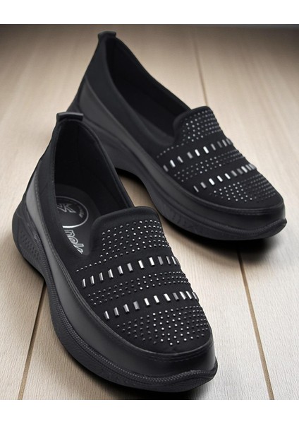 102 Streçli Taşlı Ortopedik Taban Günlük Kadın Ayakkabı Babet Casual Günlük Ayakkabı