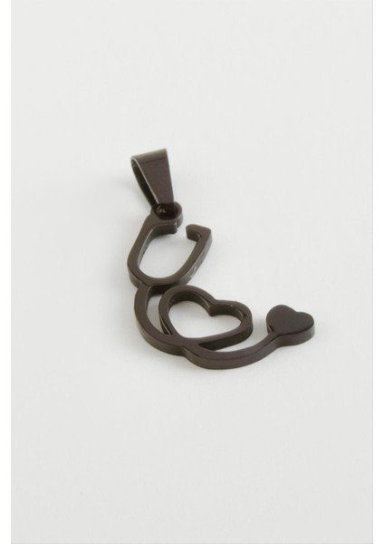 Steteskop Kalp Çelik Kolye Ucu 2 cm