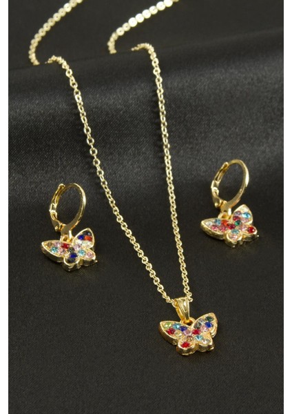 Kelebek Taşlı Set Kolye