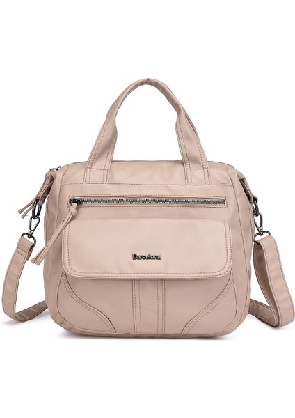 Barcelona Günlük Kadın El ve Omuz Çantası Uzun Askılı Çok Cepli 1873 Pudra