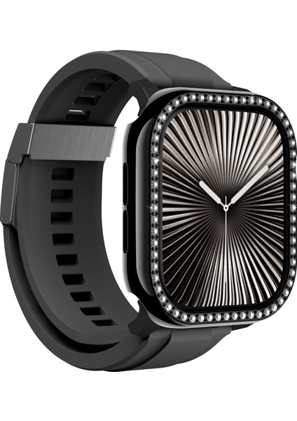 Watch 10 46MM Uyumlu Amazingthing Gleam Fit Fullguard Taşlı Sert Pc Kasa ve Ekran Koruyucu Siyah modelleri