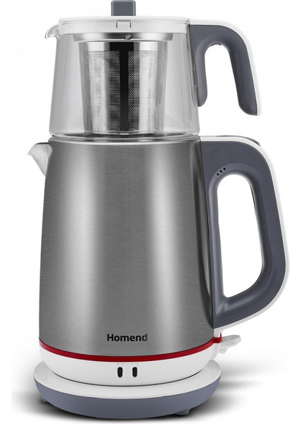 Cam Demlikli, Inox Gövde, Beyaz Çay Makinesi, Pratik ve Şık Tasarım