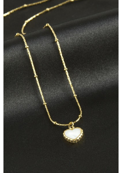 Kalp Sedef Lüks Çelik Kolye modelleri