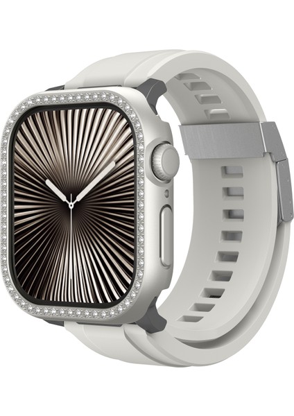 Watch 10 46MM Uyumlu Amazingthing Gleam Fit Fullguard Taşlı Sert Pc Kasa ve Ekran Koruyucu Starlight