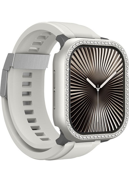 Watch 10 46MM Uyumlu Amazingthing Gleam Fit Fullguard Taşlı Sert Pc Kasa ve Ekran Koruyucu Starlight