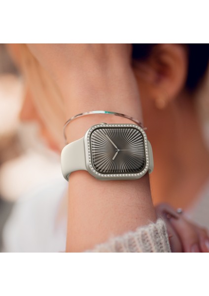 Watch 10 46MM Uyumlu Amazingthing Gleam Fit Fullguard Taşlı Sert Pc Kasa ve Ekran Koruyucu Starlight