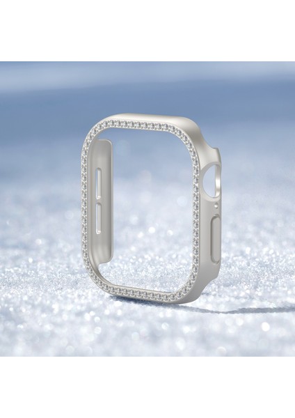 Watch 10 46MM Uyumlu Amazingthing Gleam Fit Fullguard Taşlı Sert Pc Kasa ve Ekran Koruyucu Starlight