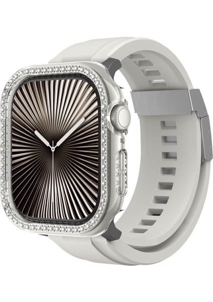 Watch 10 46MM Uyumlu Amazingthing Gleam Fit Fullguard Taşlı Sert Pc Kasa ve Ekran Koruyucu Şeffaf