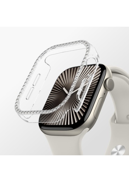 Watch 10 46MM Uyumlu Amazingthing Gleam Fit Fullguard Taşlı Sert Pc Kasa ve Ekran Koruyucu Şeffaf