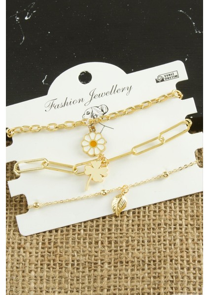 3 Adet Papatya Trend Zincir Bileklik modelleri