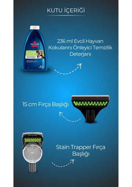 Evcil Hayvanlı Evlere Özel Halı ve Koltuk Temizleme Makinesi Siyah modelleri