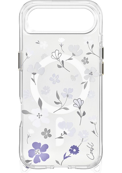 iPhone 17 Air Uyumlu Kılıf M-Safe Şarj Özellikli Şeffaf Arka Yüzey Çiçekli Coehl Amara Kapak Lila fiyatları