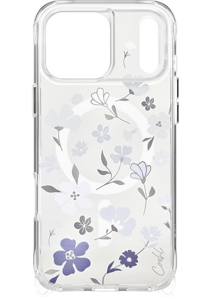 iPhone 17 Pro Max Uyumlu Kılıf M-Safe Özellikli Şeffaf Arka Yüzey Çiçekli Coehl Amara Kapak Lila fiyatları