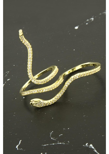 Xuping Yılan Zirkon Taşlı Iki Parmak Çelik Yüzük fiyatları