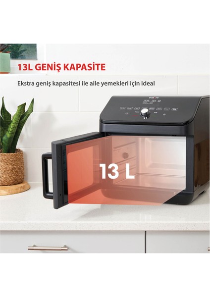 13 Litre 9 Programlı Yapışmaz ve Yıkanabilir Air Fryer Fırın, Siyah modelleri