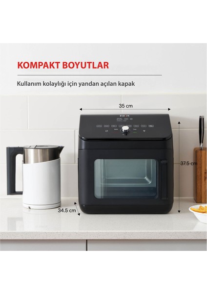 13 Litre 9 Programlı Yapışmaz ve Yıkanabilir Air Fryer Fırın, Siyah fırsatları