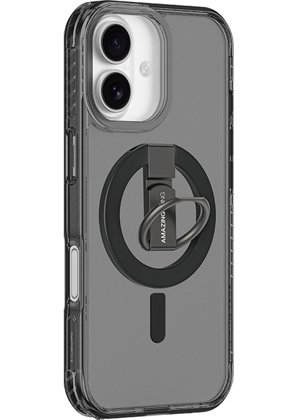 iPhone 17 Uyumlu Kılıf M-Safe Şarj Özellikli Yüzük Standlı Amazingthing Titan Pro Serisi Kapak Siyah fiyatları