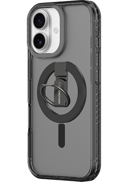 iPhone 17 Uyumlu Kılıf M-Safe Şarj Özellikli Yüzük Standlı Amazingthing Titan Pro Serisi Kapak Siyah fırsatları