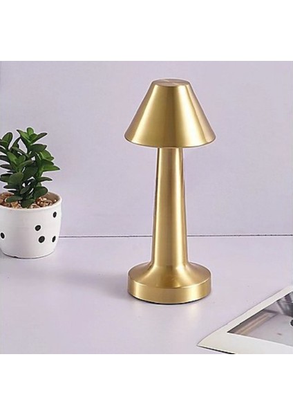 3 Renkli Gold Renkte Model Çatı Şekilli LED Masa Lambası