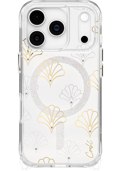 iPhone 17 Pro Max Uyumlu Kılıf M-Safe Özellikli Şeffaf Desenli Arka Yüzey Coehl Maree Kapak Gümüş