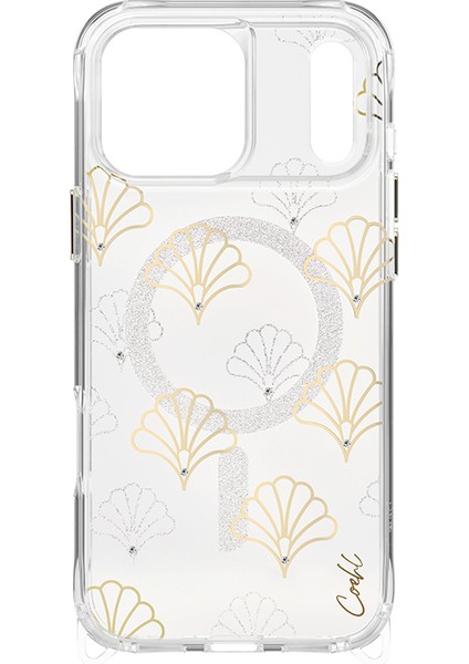 iPhone 17 Pro Max Uyumlu Kılıf M-Safe Özellikli Şeffaf Desenli Arka Yüzey Coehl Maree Kapak Gümüş fiyatları