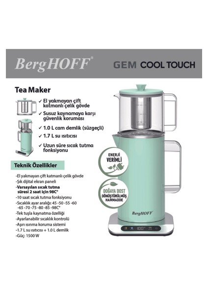 Mint Yeşil Retro Çay Makinesi 1,7 L, Şık ve Kullanışlı Tasarım modelleri