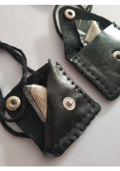 Iki'li Deri Kılıf Ipli Boyun Cevşeni, Kullanışlı ve Şık Gerçek Deri Siyah modelleri