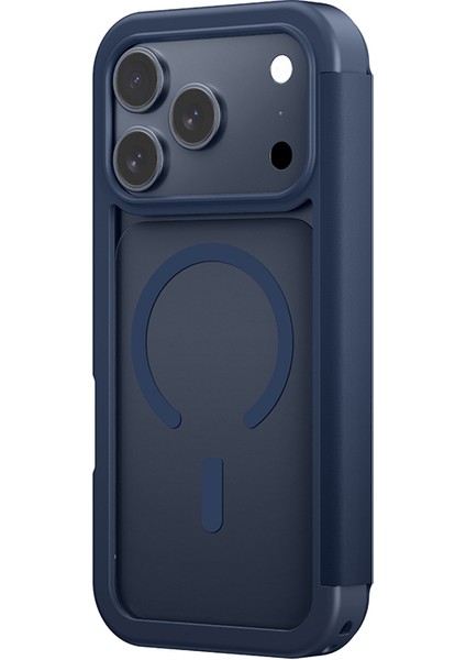 iPhone 17 Pro Max Uyumlu Pu Kartlıklı Kapaklı Amazingthing Glamour Foilo Serisi Kılıf Mavi fiyatları