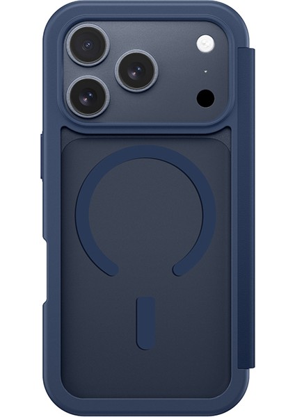 iPhone 17 Pro Max Uyumlu Pu Kartlıklı Kapaklı Amazingthing Glamour Foilo Serisi Kılıf Mavi modelleri