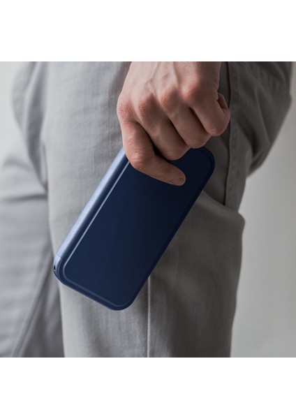 iPhone 17 Pro Max Uyumlu Pu Kartlıklı Kapaklı Amazingthing Glamour Foilo Serisi Kılıf Mavi