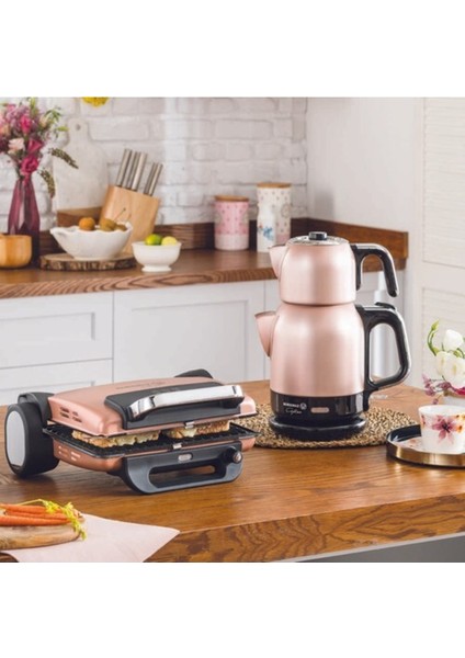 A331-02 Elektrikli Çay Makinesi, Pembe, Şık ve Kullanışlı Tasarım
