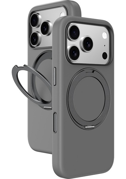 iPhone 17 Pro Max Uyumlu Amazingthing Cloudie Magspin 360 Derece Standlı M-Safe Kılıf Gri