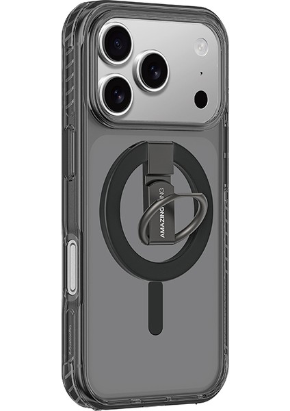 iPhone 17 Pro Kılıf M-Safe Şarj Özellikli Yüzük Standlı Amazingthing Titan Pro Serisi Kapak Siyah fırsatları