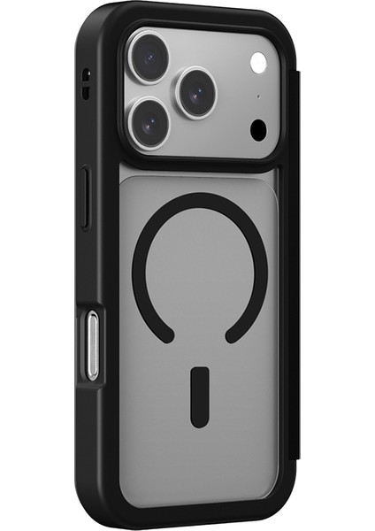 iPhone 17 Pro Max Uyumlu Pu Kartlıklı Kapaklı Amazingthing Glamour Foilo Serisi Kılıf Siyah fırsatları