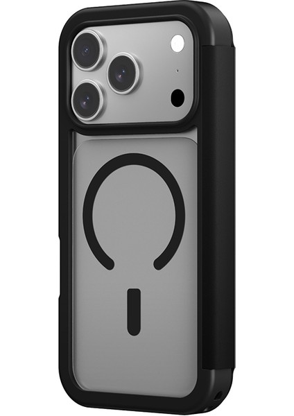 iPhone 17 Pro Max Uyumlu Pu Kartlıklı Kapaklı Amazingthing Glamour Foilo Serisi Kılıf Siyah indirimleri