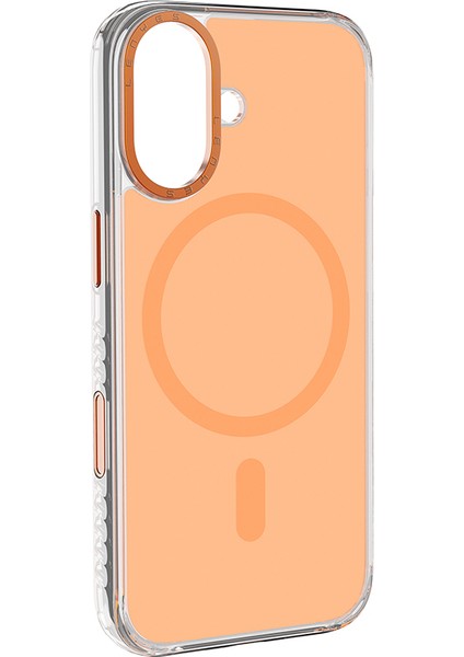 iPhone 17 Kılıf M-Safe Özellikli Metal Kamera Çerçeveli Airbagli Lenyes CK221 Sert Pc Kapak Turuncu