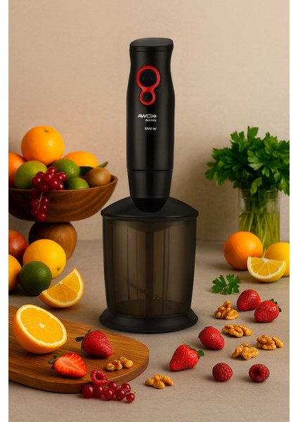 3'ü 1 Arada 1000W Blender Mikser Seti, Çıkabilir Uç, Şık Siyah Renk