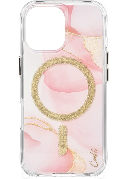 iPhone 17 Uyumlu Kılıf M-Safe Şarj Özellikli Simli Magnetik Coehl Aeris Kapak Pembe fiyatları