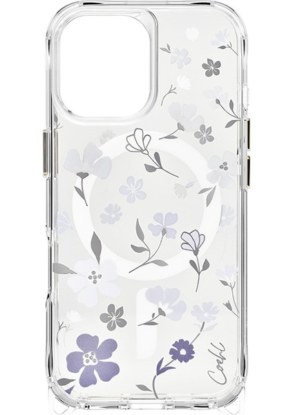 iPhone 17 Uyumlu Kılıf M-Safe Şarj Özellikli Şeffaf Arka Yüzey Çiçekli Coehl Amara Kapak Lila fiyatları