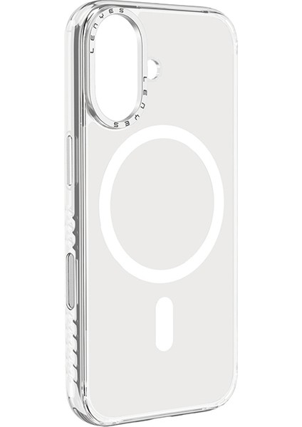 iPhone 17 Kılıf M-Safe Özellikli Metal Kamera Çerçeveli Airbagli Lenyes CK221 Sert Pc Kapak Şeffaf