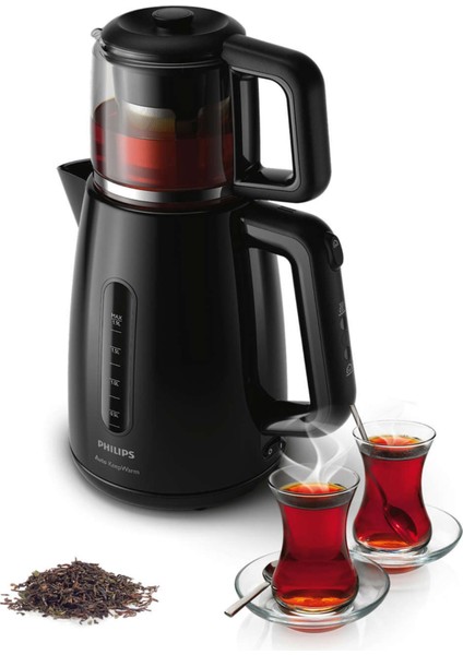 1700 W Cam Demlikli Çay Makinesi, Siyah, Şık ve Güçlü Tasarım