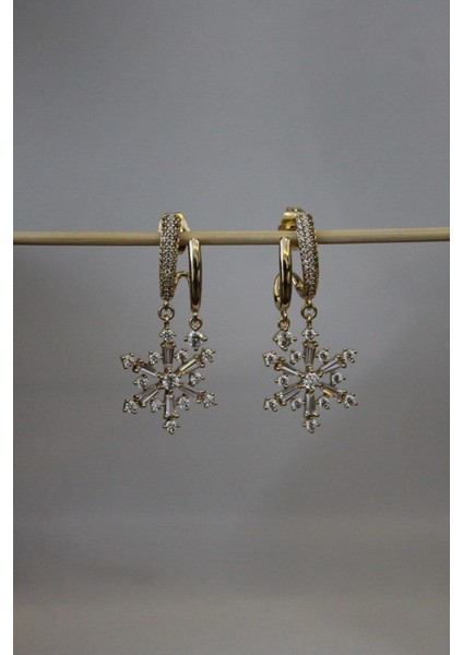 Vıp Çelik Baget Taşlı Ikili Görünümlü Kar Tanesi Küpe fiyatları