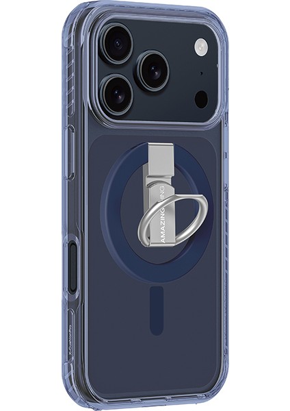 iPhone 17 Pro Max Kılıf M-Safe Şarj Özellikli Yüzük Standlı Amazingthing Titan Pro Serisi Kapak Mavi indirimleri