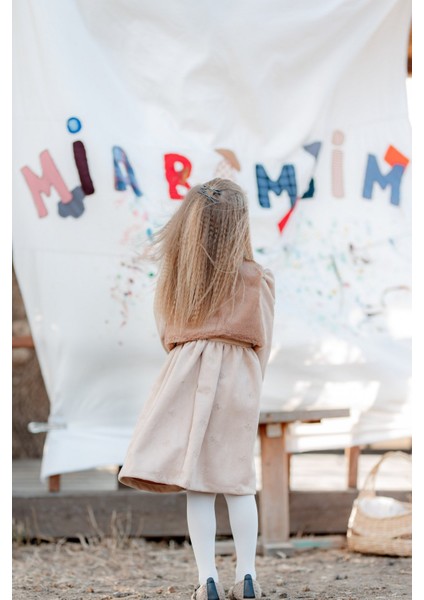 Kürklü Nubuk Kumaş Fiyonk Nakışlı Elbise Kahverengi fiyatları