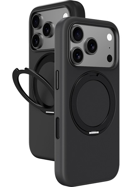iPhone 17 Pro Max Uyumlu Amazingthing Cloudie Magspin 360 Derece Standlı M-Safe Kılıf Siyah