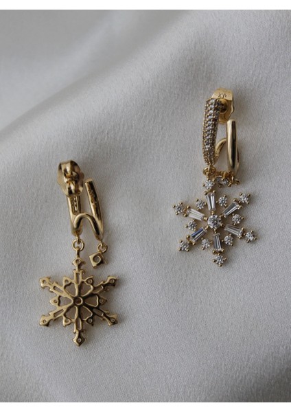 Vıp Çelik Baget Taşlı Ikili Görünümlü Kar Tanesi Küpe fırsatları