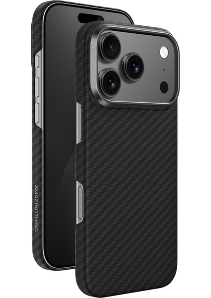 iPhone 17 Pro Kılıf M-Safe Uyumlu 1500D Aramid Fiber Amazingthing Titan Max Serisi Kapak Siyah